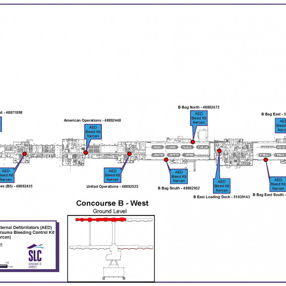 AED map Concourse B west ground level