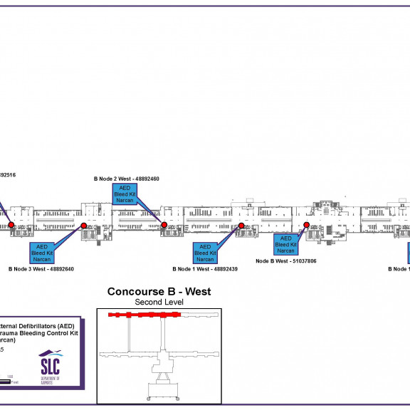 AED map Concourse B west second level