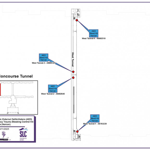 AED map Mid Concourse Tunnel