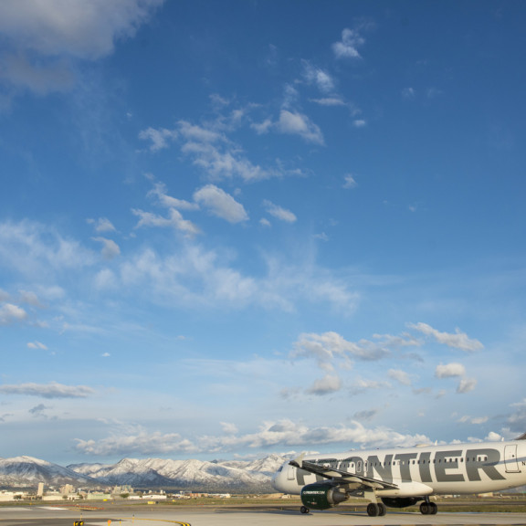 Frontier Plane on runway Maziarz