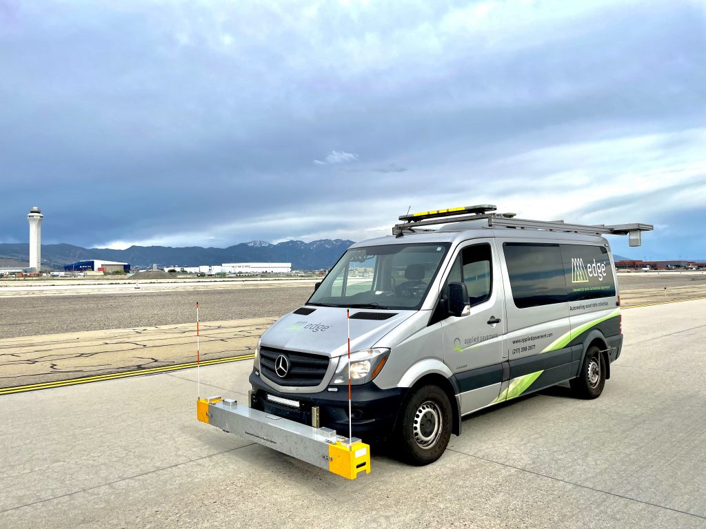 The van used by APTech to inspect pavement conditions.