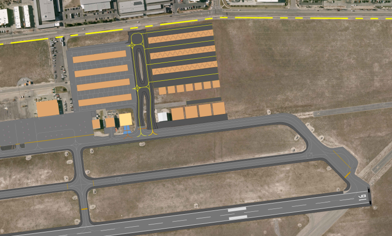 Map showing location of additional hangar development.